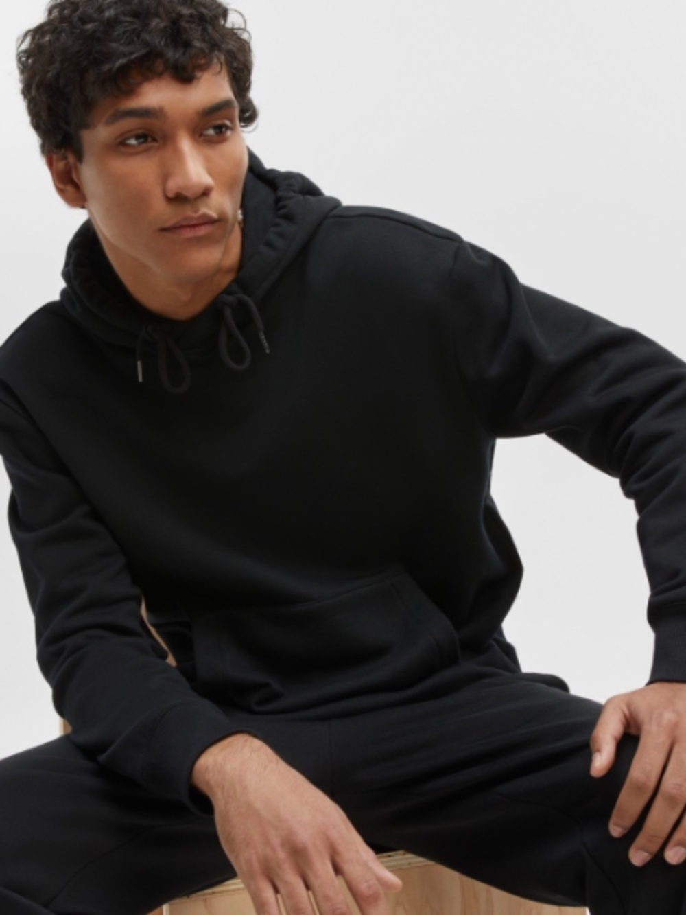 Mode of One Men's Relaxed-Fit Fleece Hoodie, Deep Black SIZE S NWT